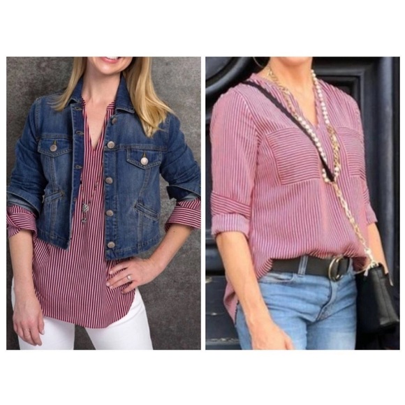 Cabi Style 5335 Franklin Patriot Striped Popover Blouse SMALL - Picture 3 of 9